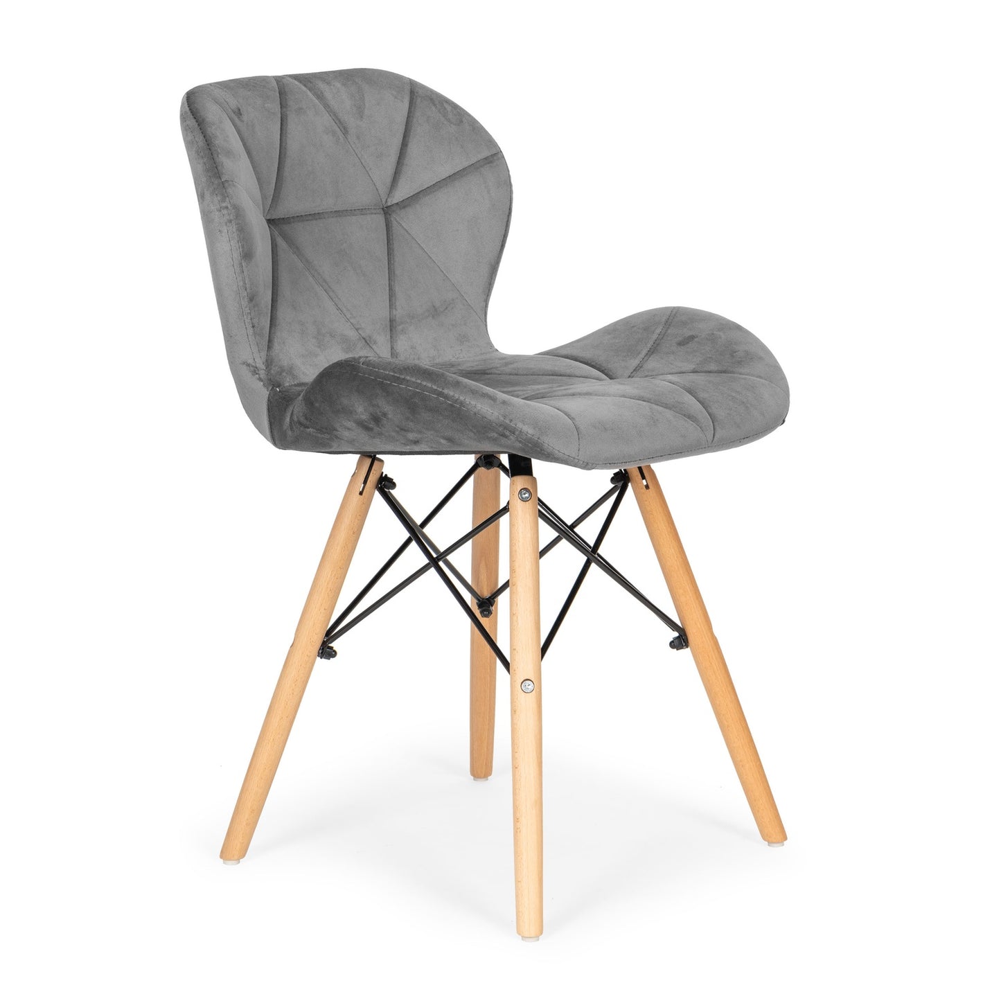 Set of 4 Velvet Dining and Living Room Chairs Grey ModernHome