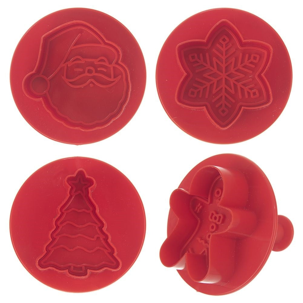 Set of 4 cake tins with a Christmas motif and stamp