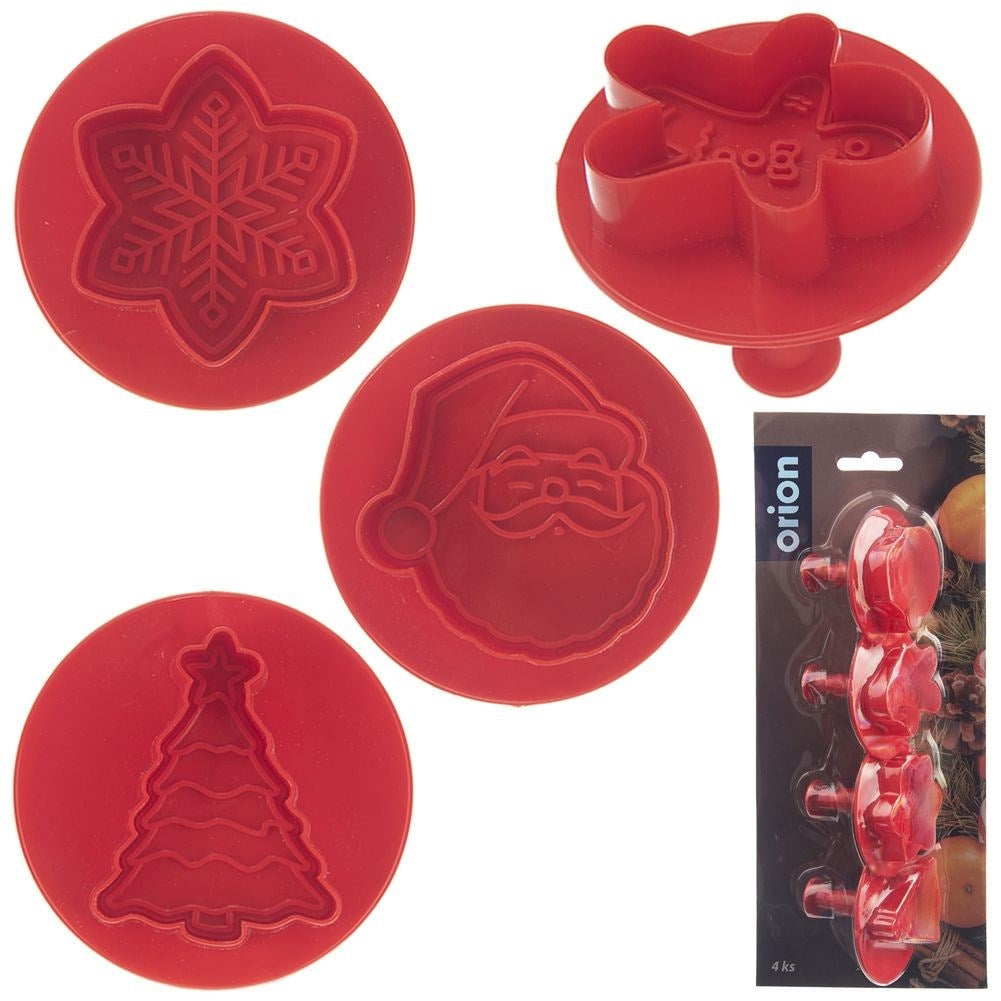 Set of 4 cake tins with a Christmas motif and stamp