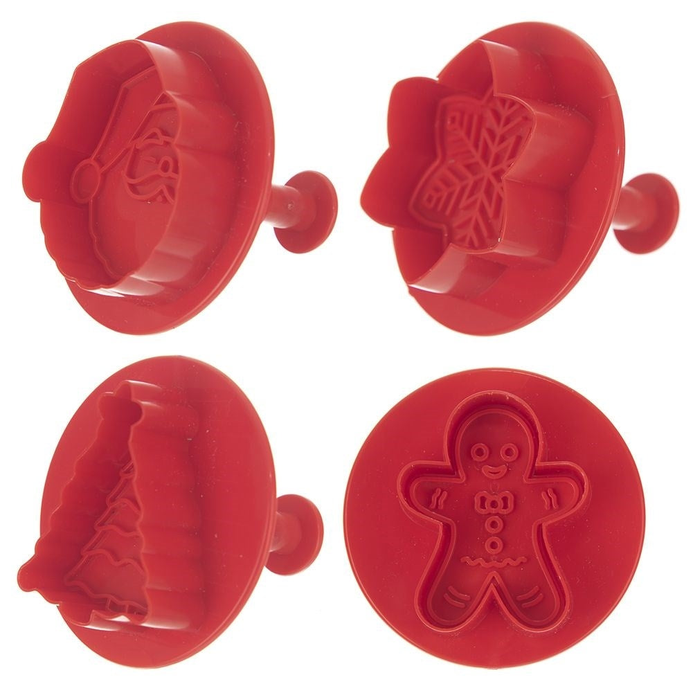Set of 4 cake tins with a Christmas motif and stamp
