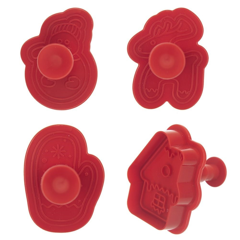 Set of 4 cake tins with a Christmas motif and stamp function