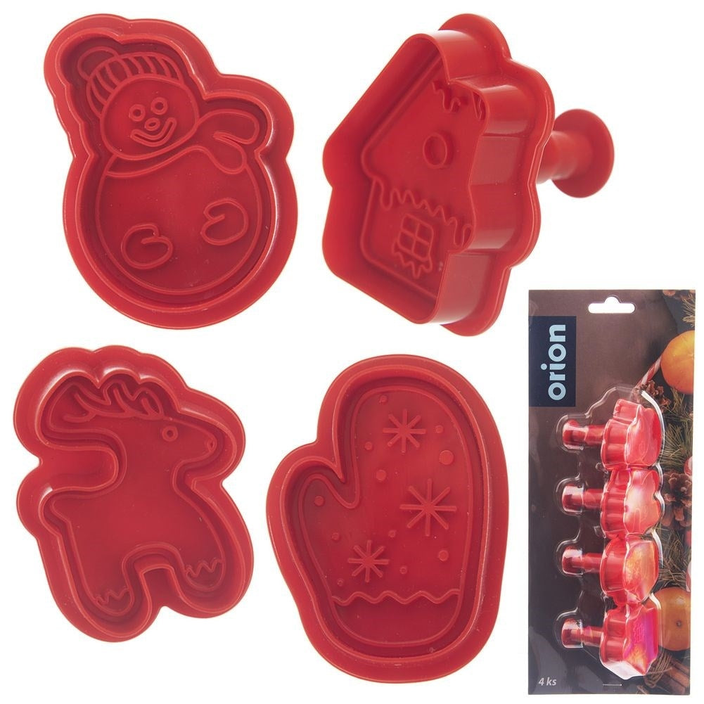 Set of 4 cake tins with a Christmas motif and stamp function