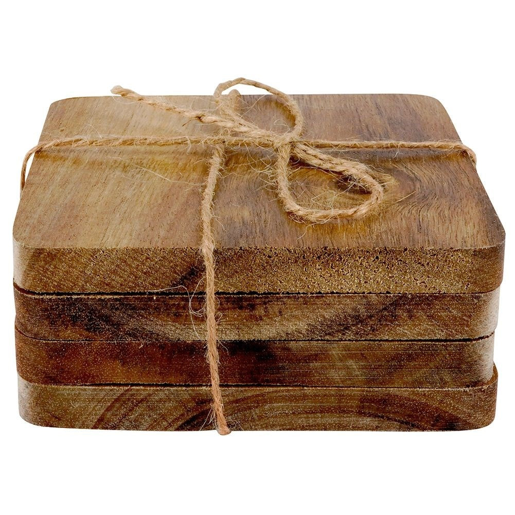 Set of 4 coasters for hot dishes - natural wood