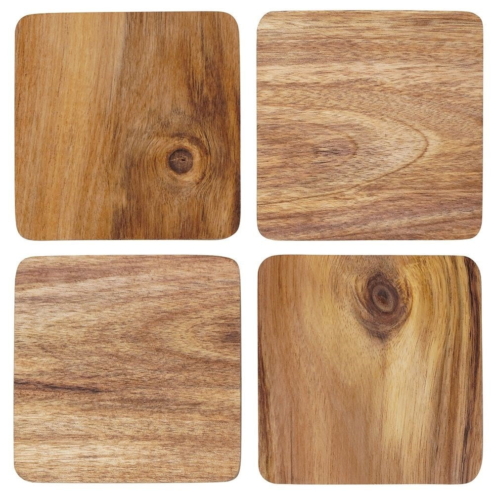 Set of 4 coasters for hot dishes - natural wood