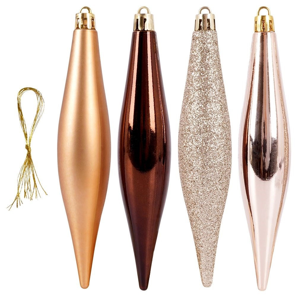 Set of 4 durable Christmas tree balls in the form of icicles