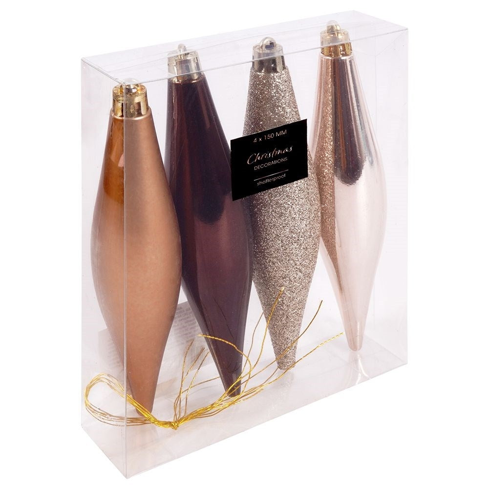 Set of 4 durable Christmas tree balls in the form of icicles