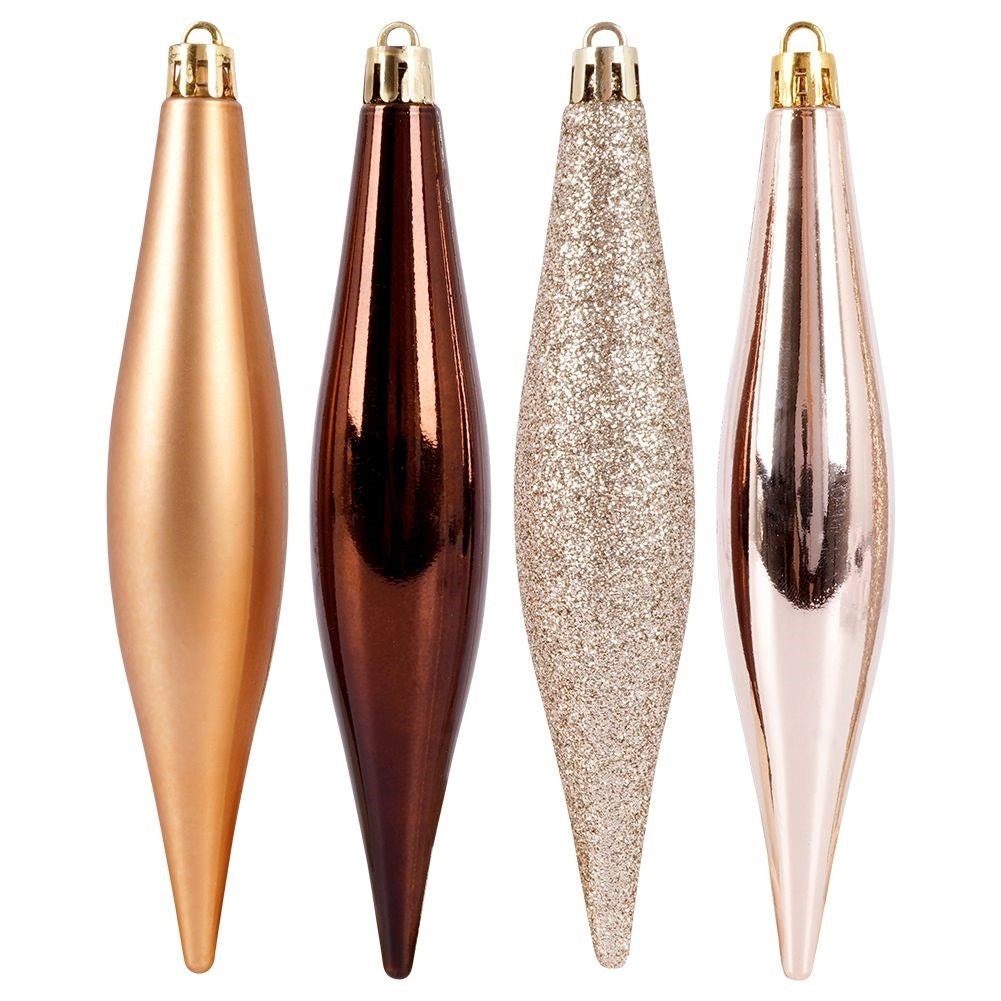 Set of 4 durable Christmas tree balls in the form of icicles