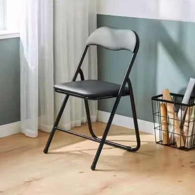 Set of 4 foldable garden catering chairs, black eco-leather