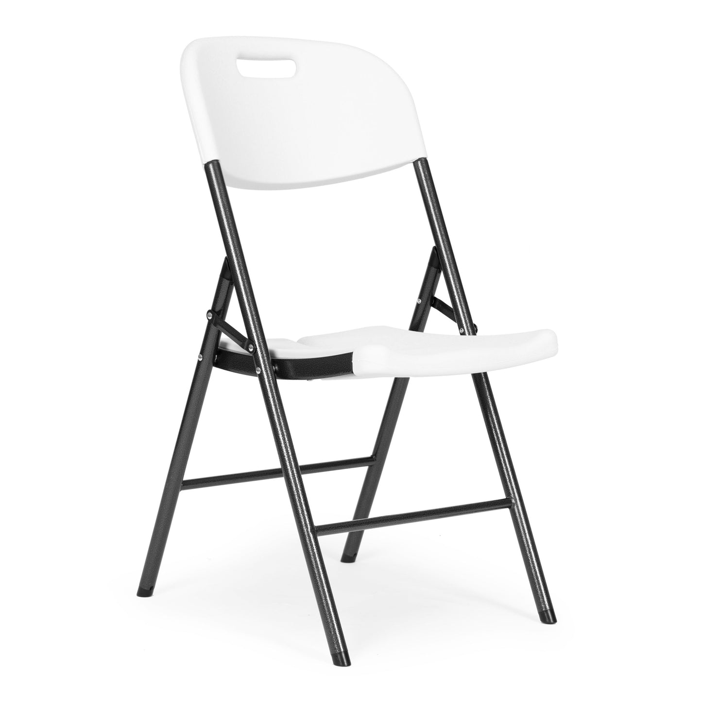 Set of 4 folding chairs, catering set, metal, HDPE, white, ModernHome