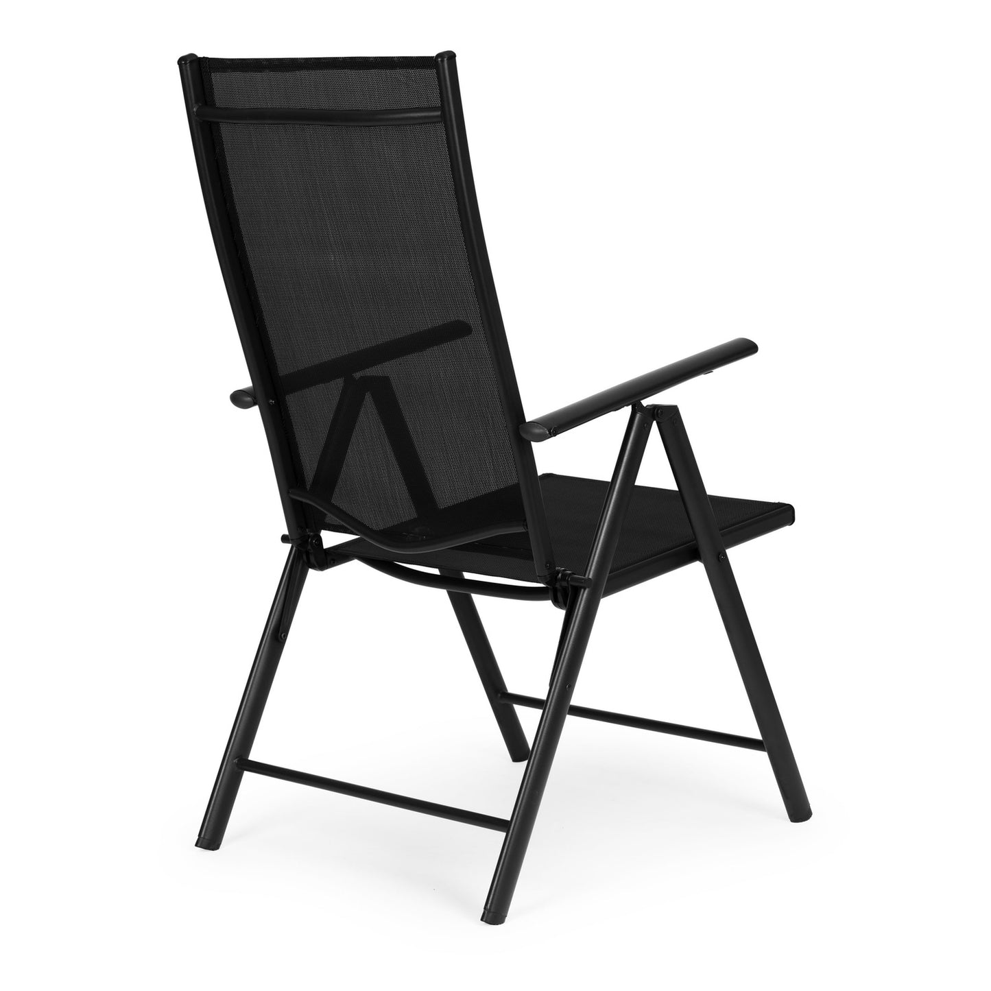 Set of 4 folding garden chairs, steel, adjustable backrest, black, MultiGarden