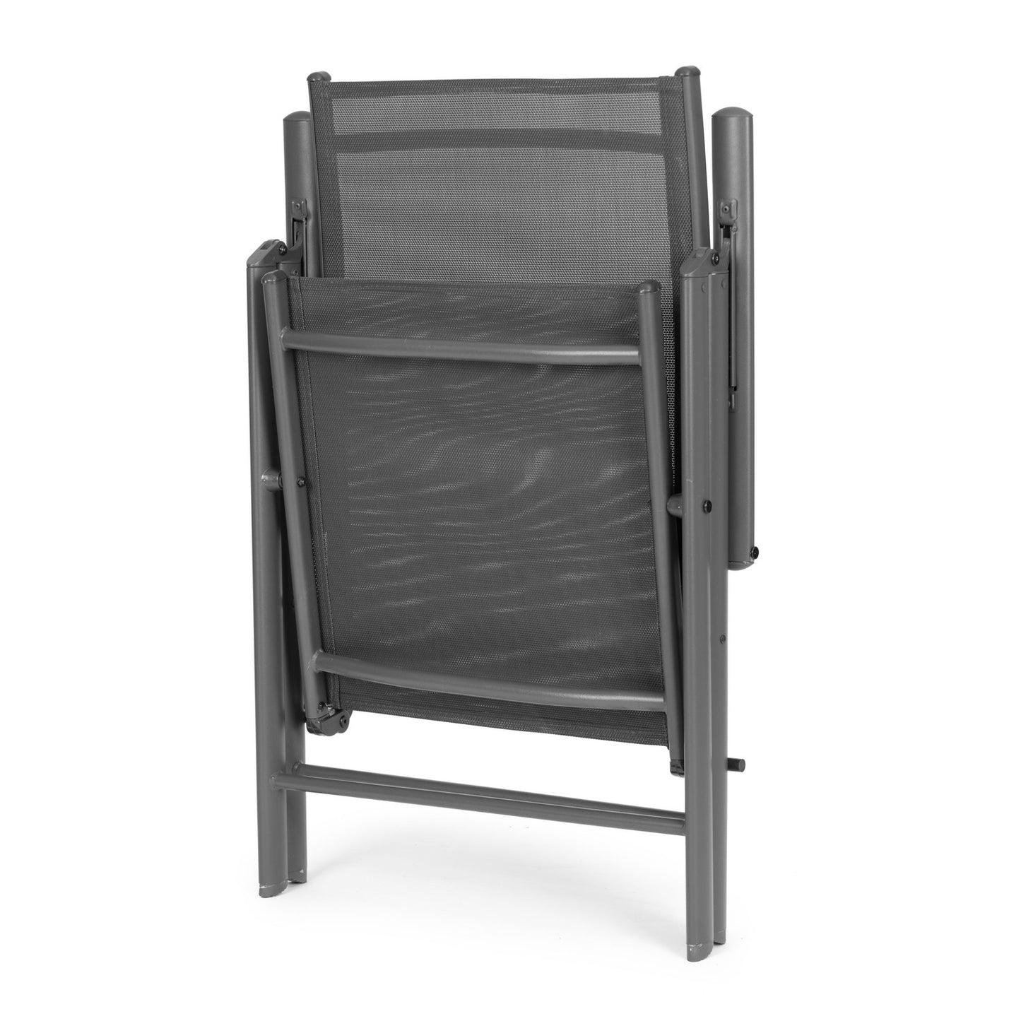 Set of 4 folding garden chairs, steel, adjustable backrest, gray, MultiGarden