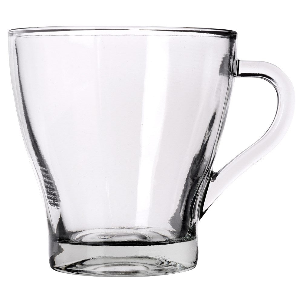 Set of 4 glasses with handles, thick glass, dishwasher and microwave safe