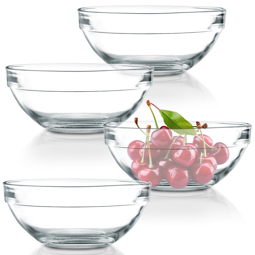 Set of 4 glass whisks for salad, snacks, dessert