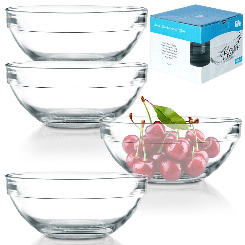 Set of 4 glass whisks for salad, snacks, dessert