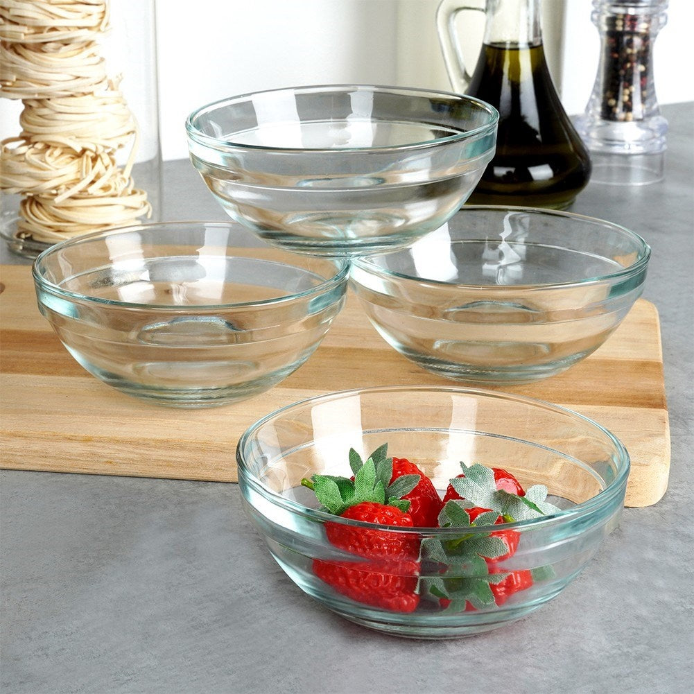 Set of 4 glass whisks for salad, snacks, dessert