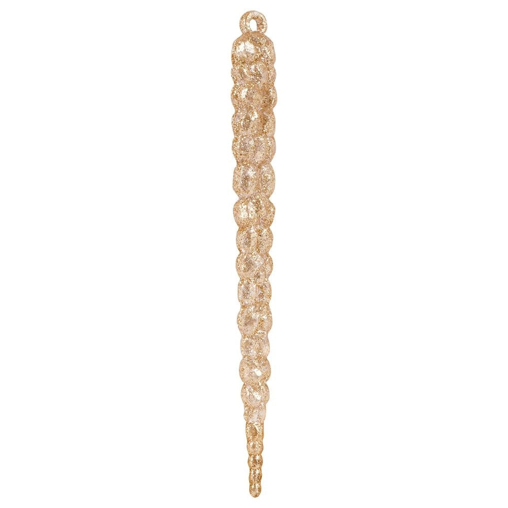 Set of 4 gold glitter icicle decorations in acrylic