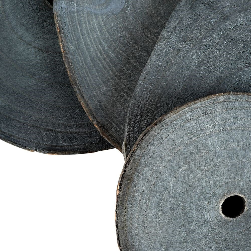 Set of 4 graphite colored wooden pieces with bark - Natural design