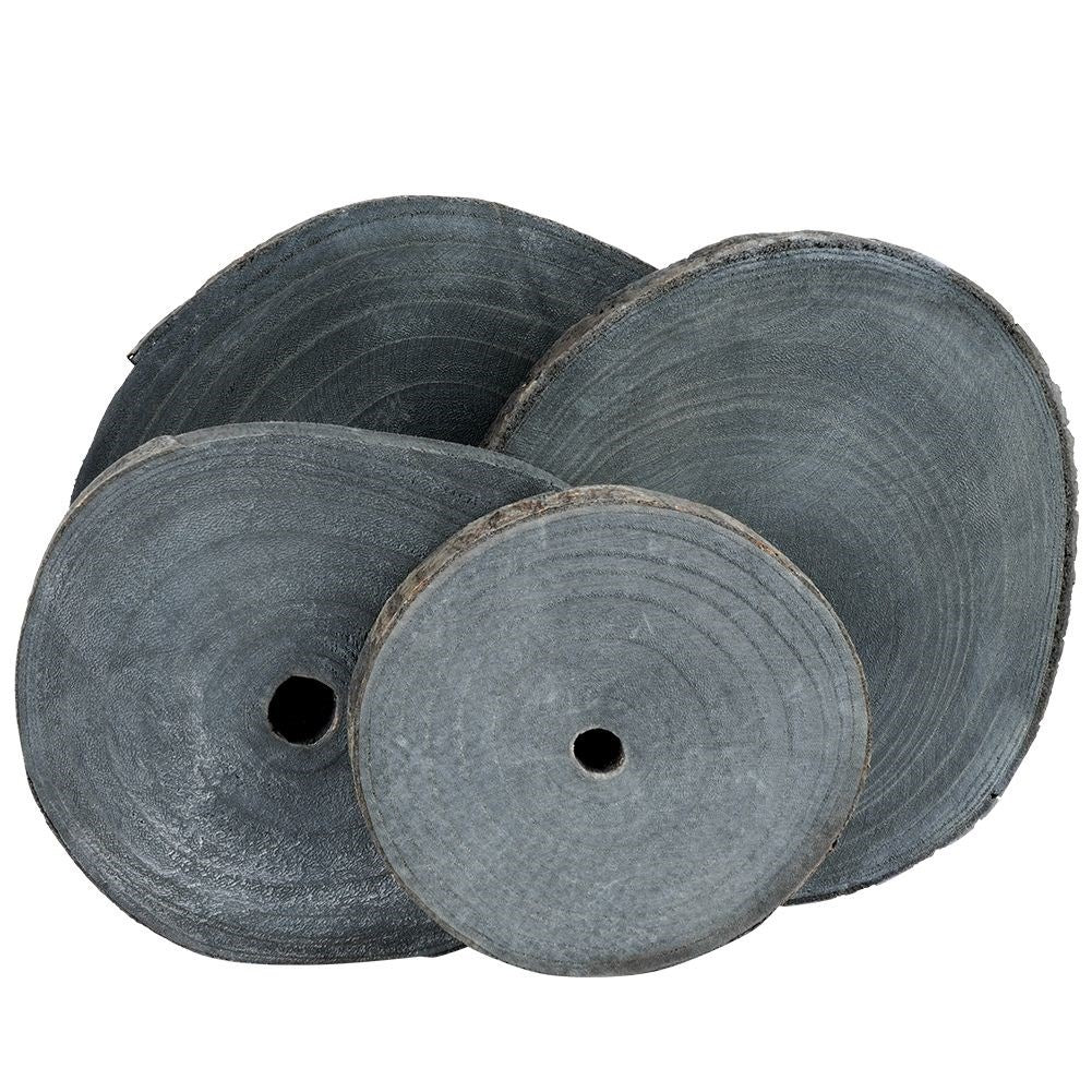 Set of 4 graphite colored wooden pieces with bark - Natural design