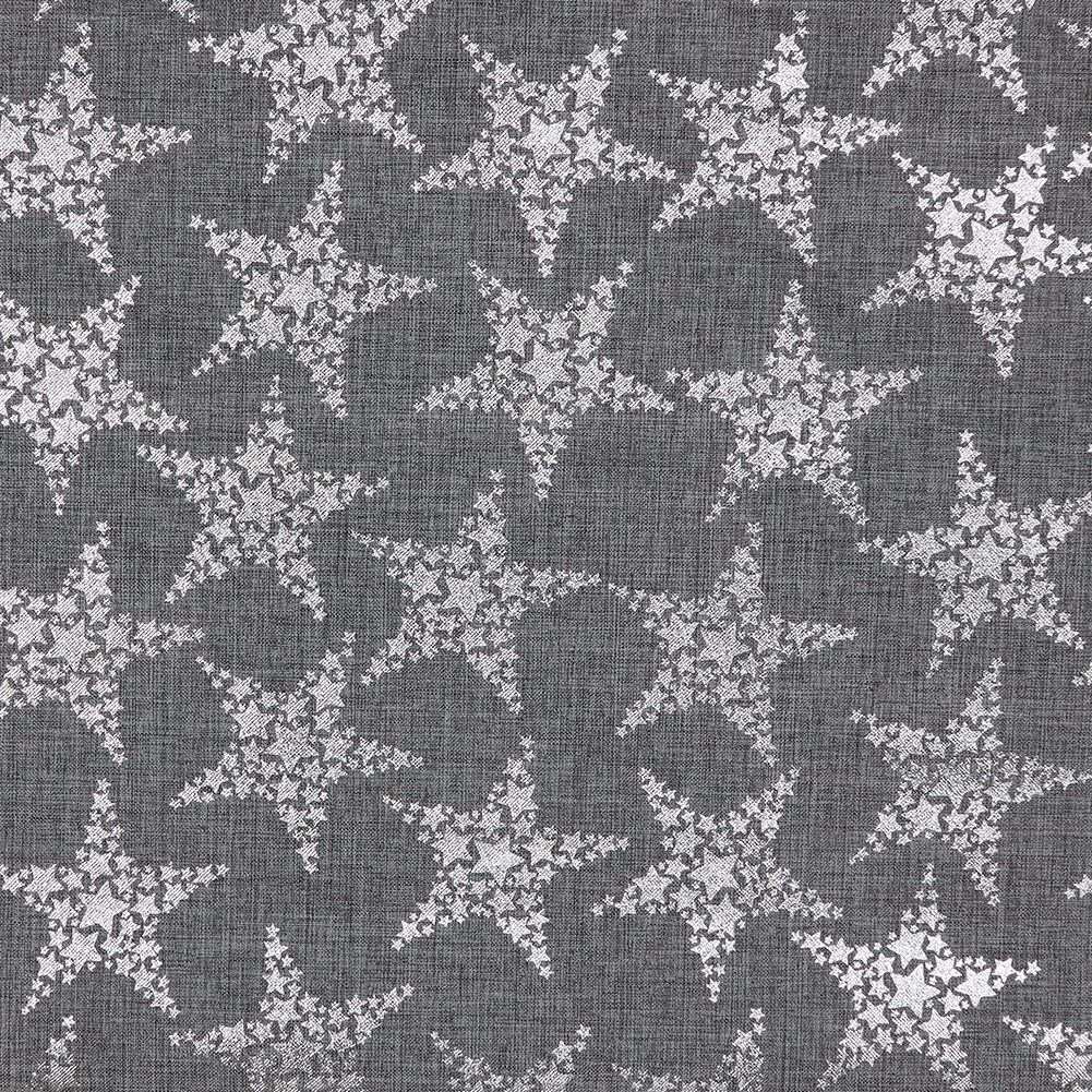 Set of 4 gray place mats and runners with silver stars