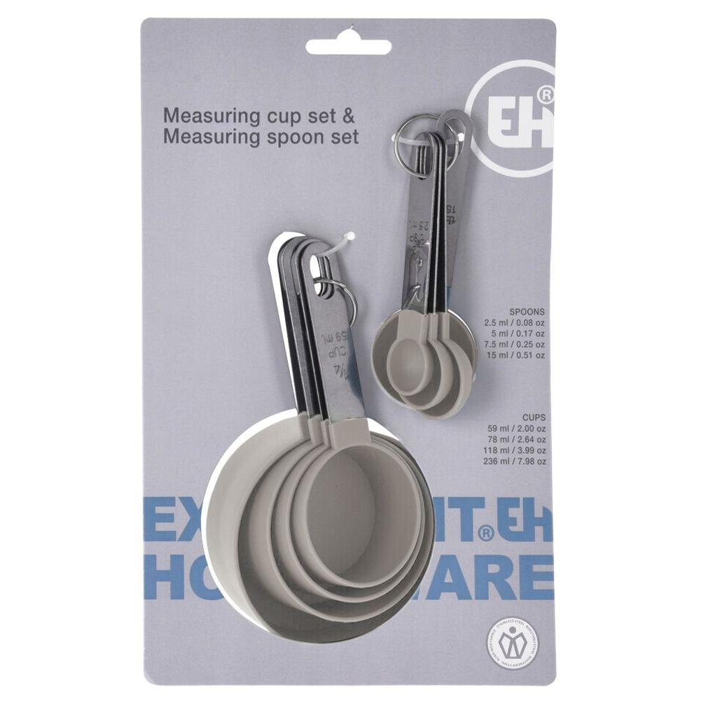 Set of 4 measuring spoons and 4 measuring cups for easy measuring