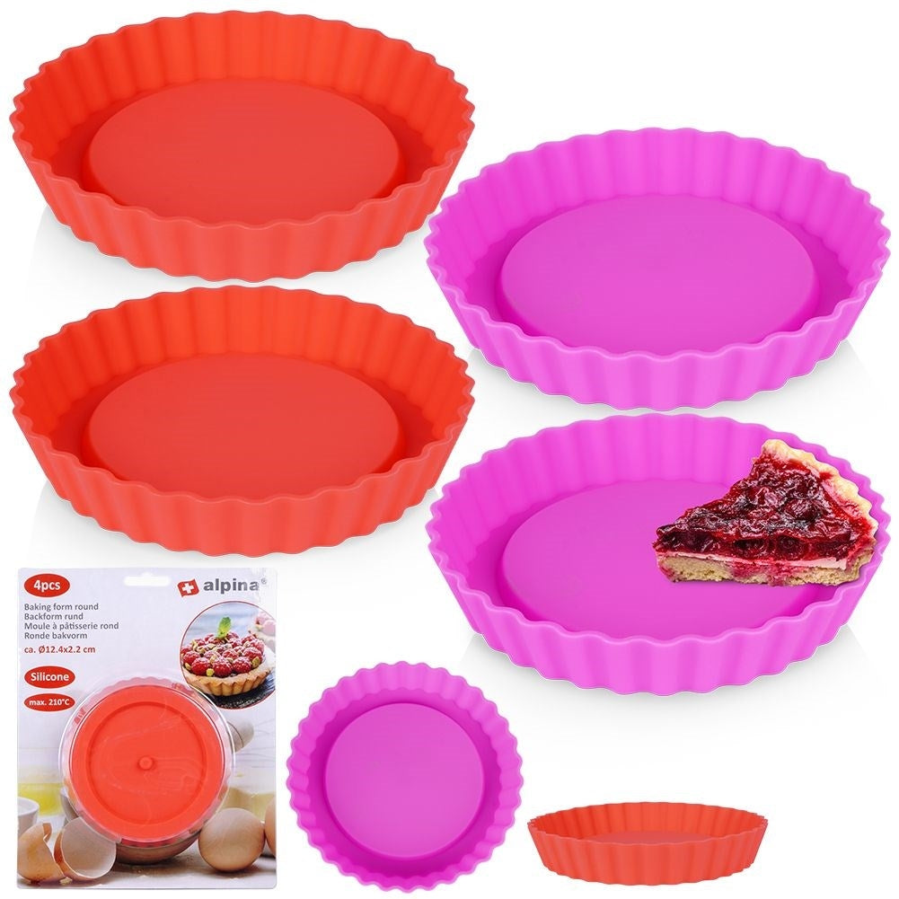 Set of 4 mini-tartlet molds in silicone, dishwasher safe