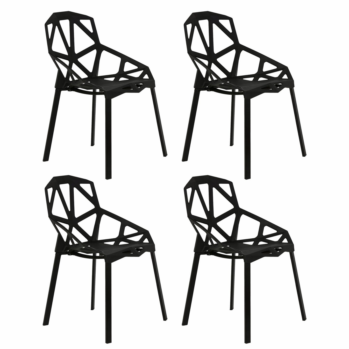 Set of 4 modern design chairs black