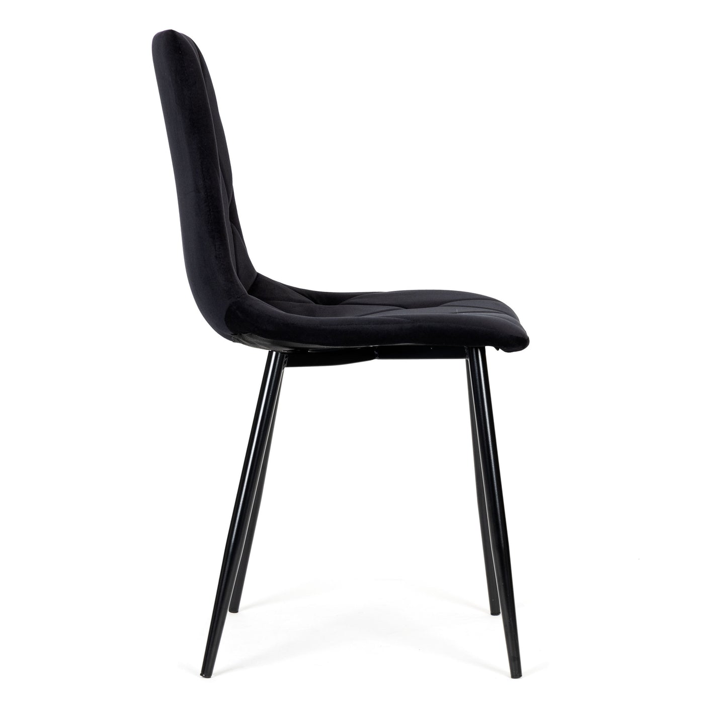 Set of 4 quilted velvet chairs for the dining room and living room - black