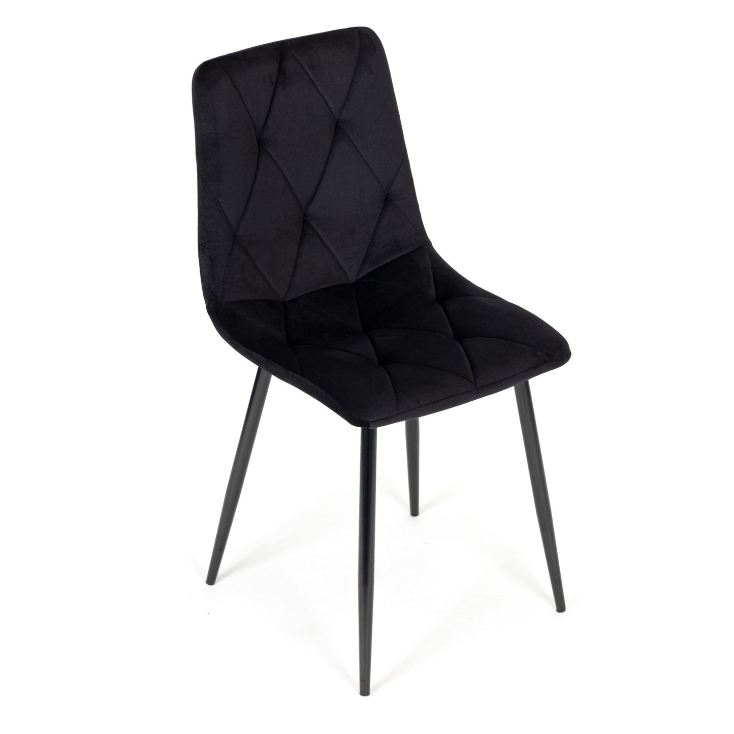 Set of 4 quilted velvet chairs for the dining room and living room - black