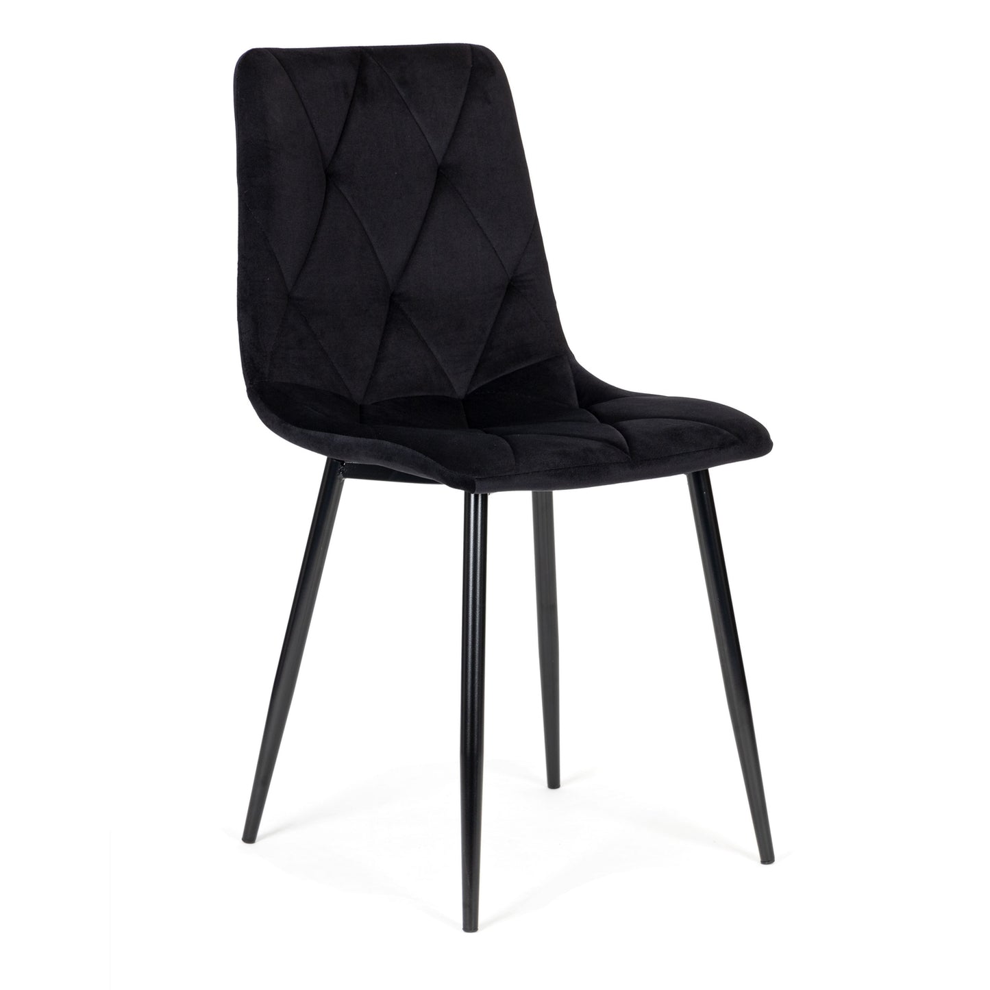 Set of 4 quilted velvet chairs for the dining room and living room - black