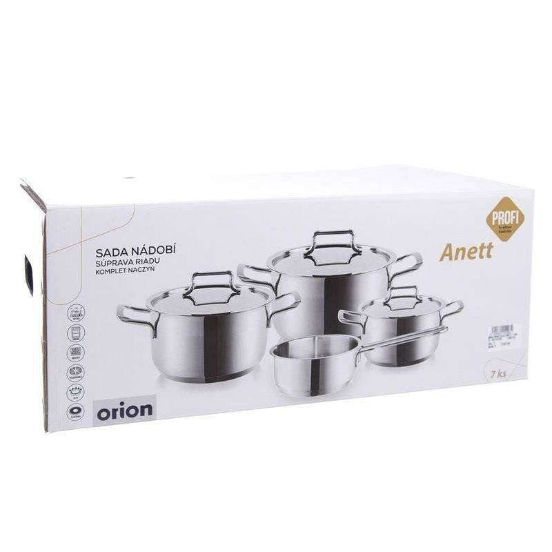 Set of 4 stainless steel pans, induction-friendly