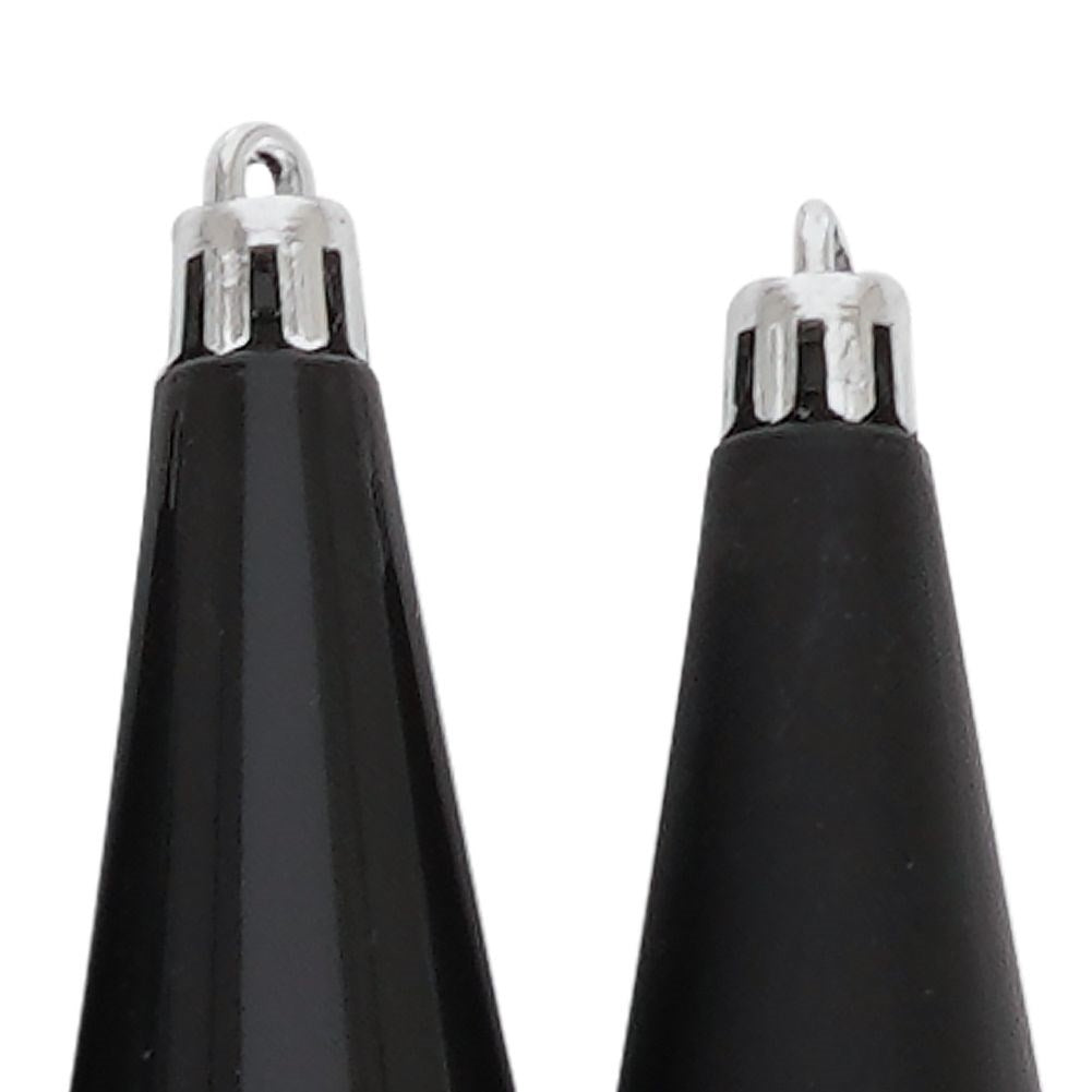 Set of 4 unbreakable black Christmas tree balls in icicle shape