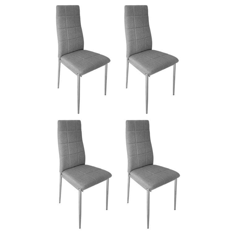 Set of 4 upholstered tufted chairs for dining room and living room, 4 pieces, grey