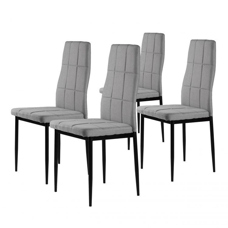 Set of 4 upholstered tufted chairs for dining room and living room, 4 pieces, grey