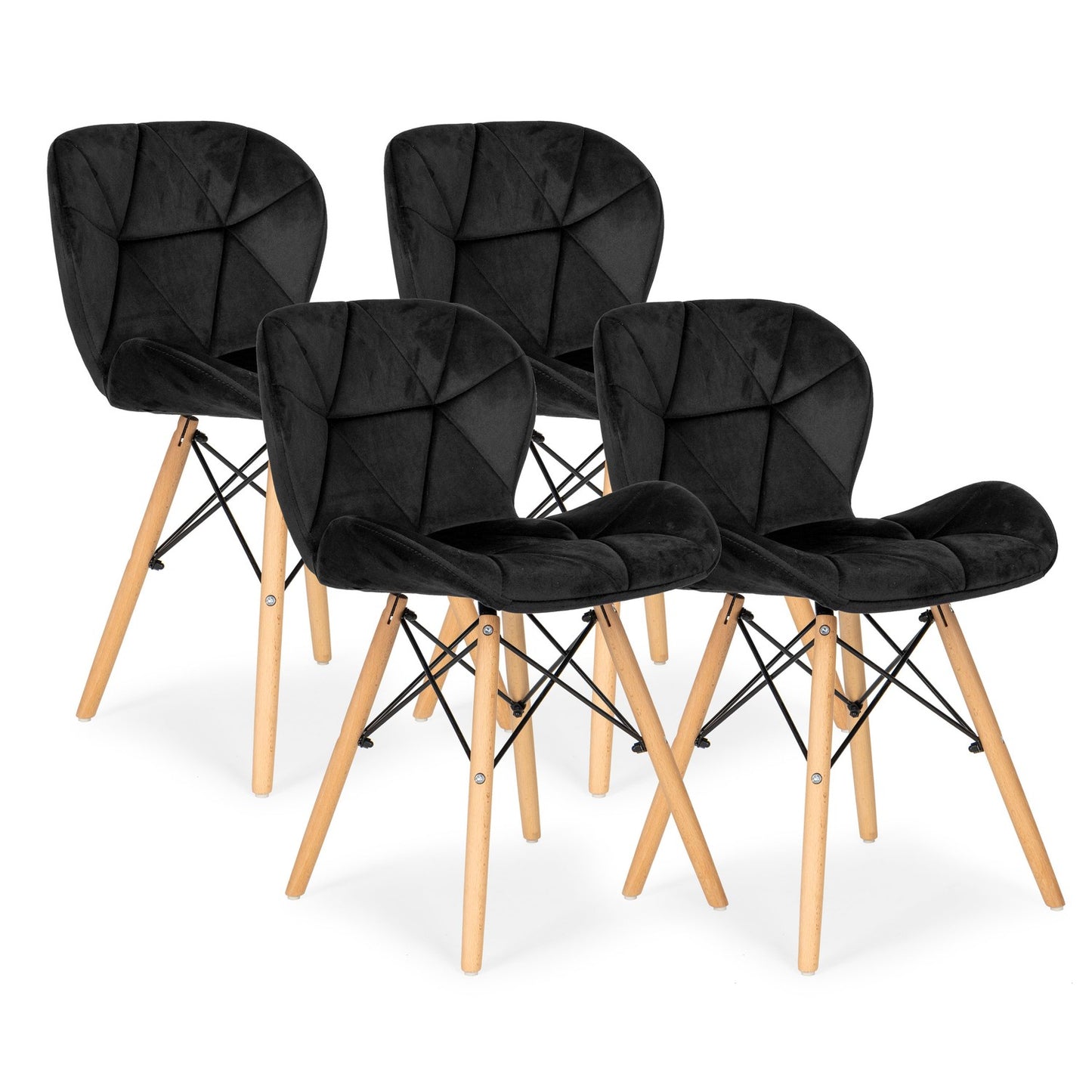 Set of 4 velvet chairs for the dining room and living room - black
