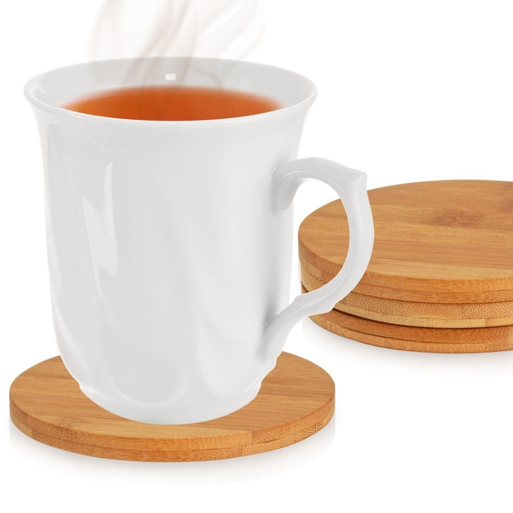 Set of 4 wooden coasters for glasses, mugs, pans