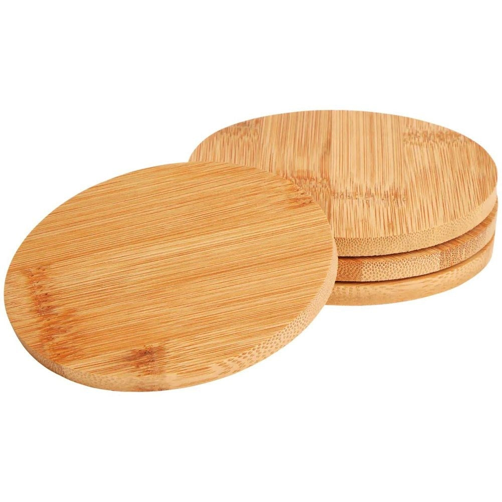 Set of 4 wooden coasters for glasses, mugs, pans