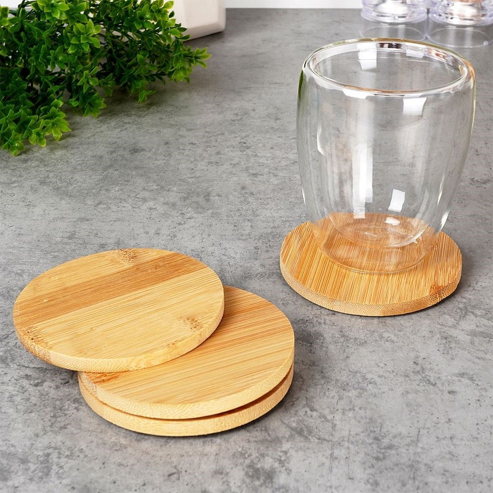 Set of 4 wooden coasters for glasses, mugs, pans