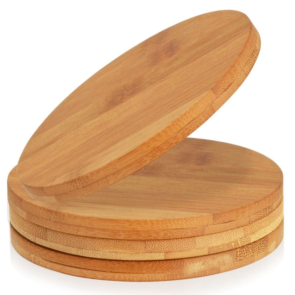 Set of 4 wooden coasters for glasses, mugs, pans