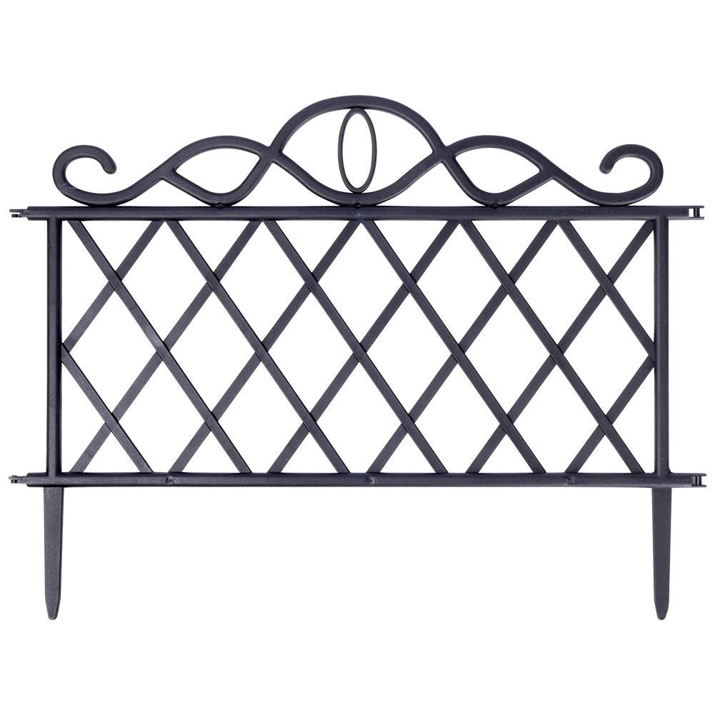 Set of 5 black garden fences in high quality plastic