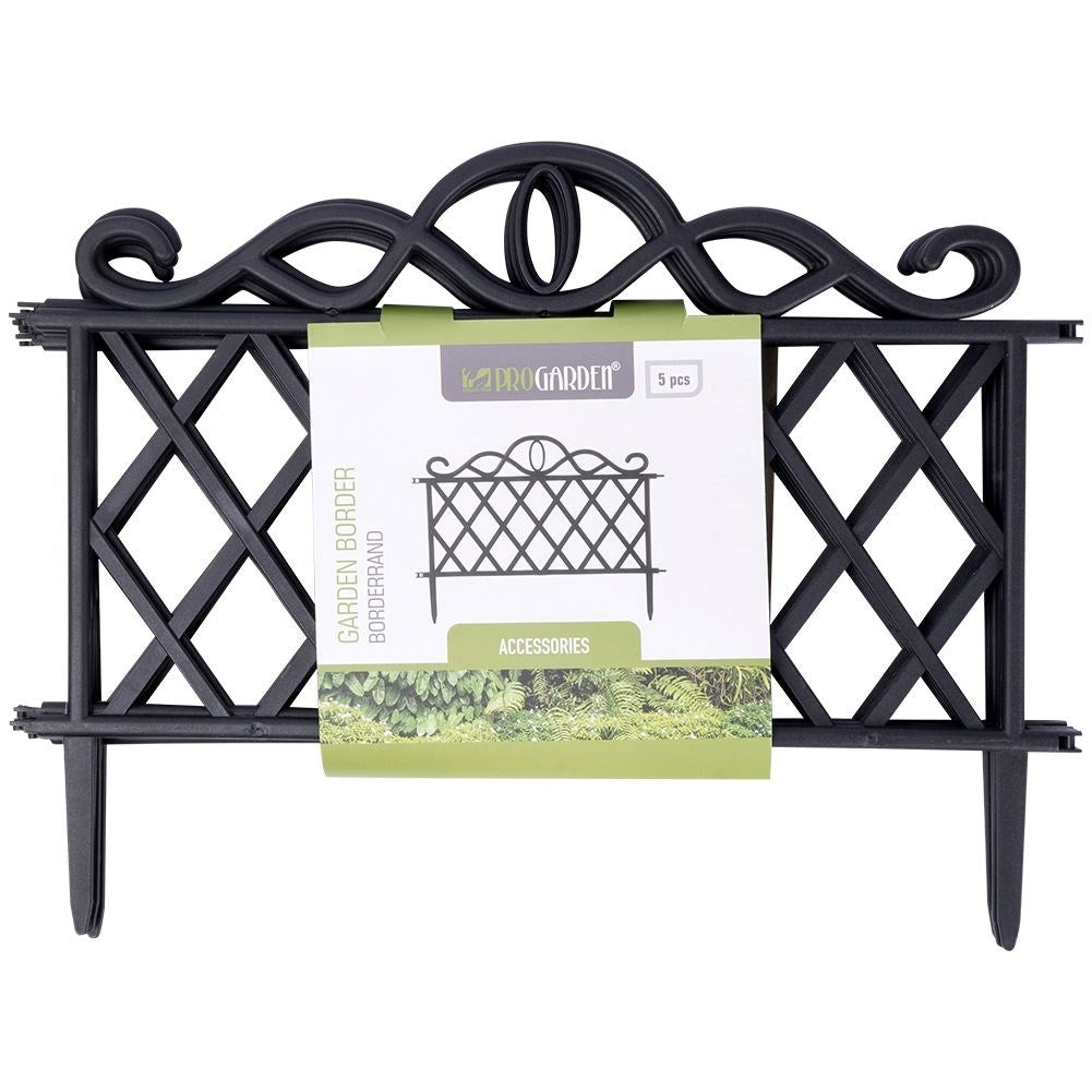 Set of 5 black garden fences in high quality plastic