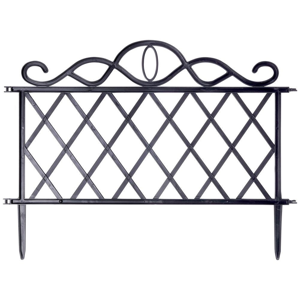 Set of 5 black garden fences in high quality plastic