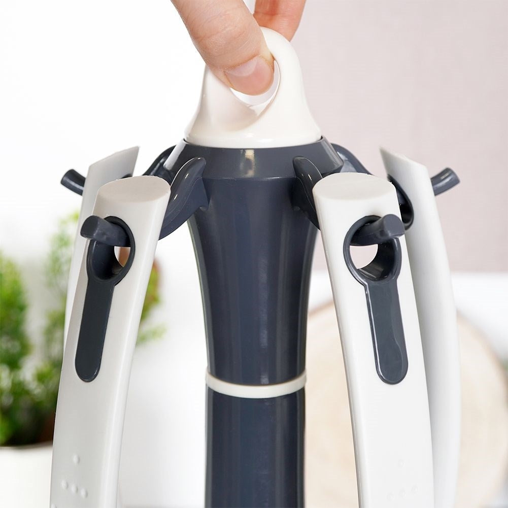 Set of 5 kitchen utensils in nylon with stand, white/graphite grey