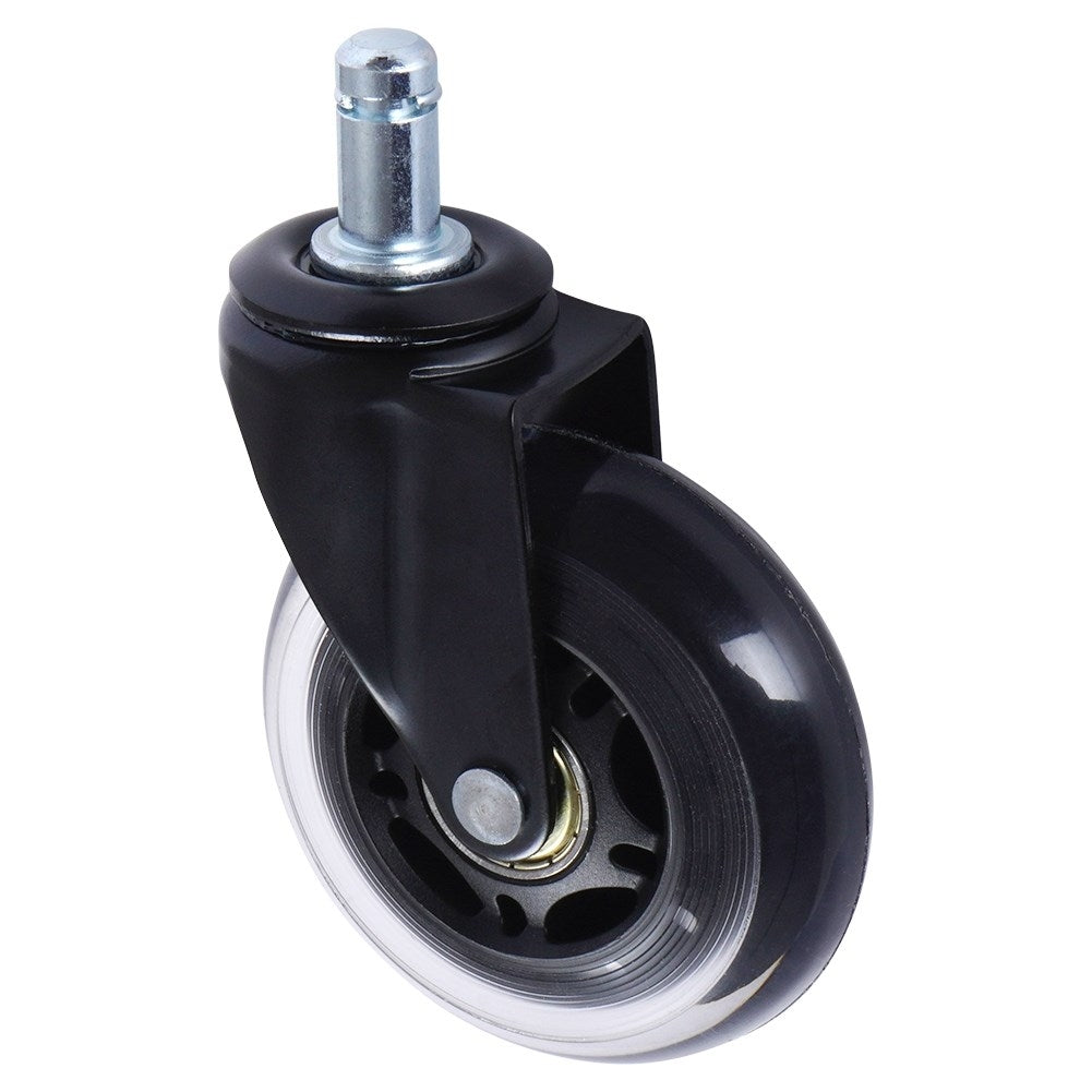 Set of 5 rubber wheels for office chair, 7.5 cm, silent rolling