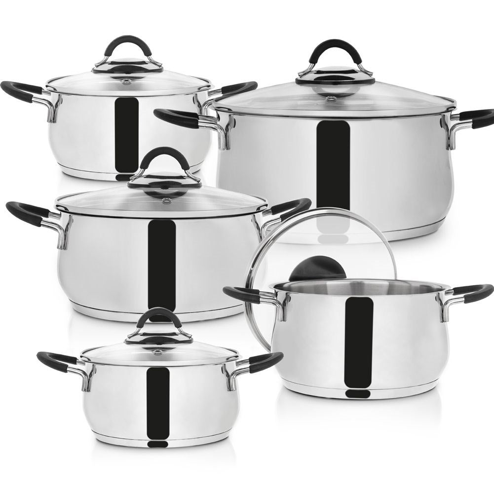 Set of 5 stainless steel pans for all stoves