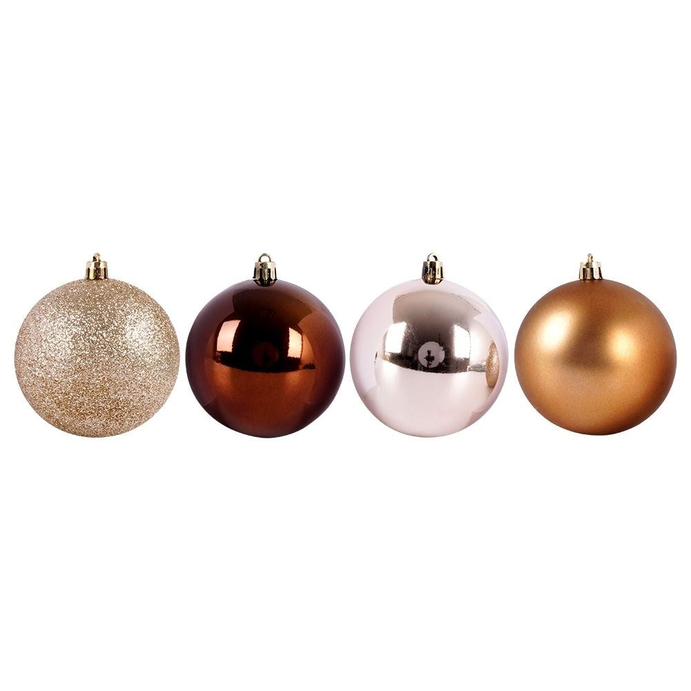 Set of 5 unbreakable Christmas balls in sparkling amber