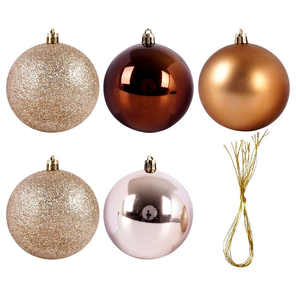 Set of 5 unbreakable Christmas balls in sparkling amber