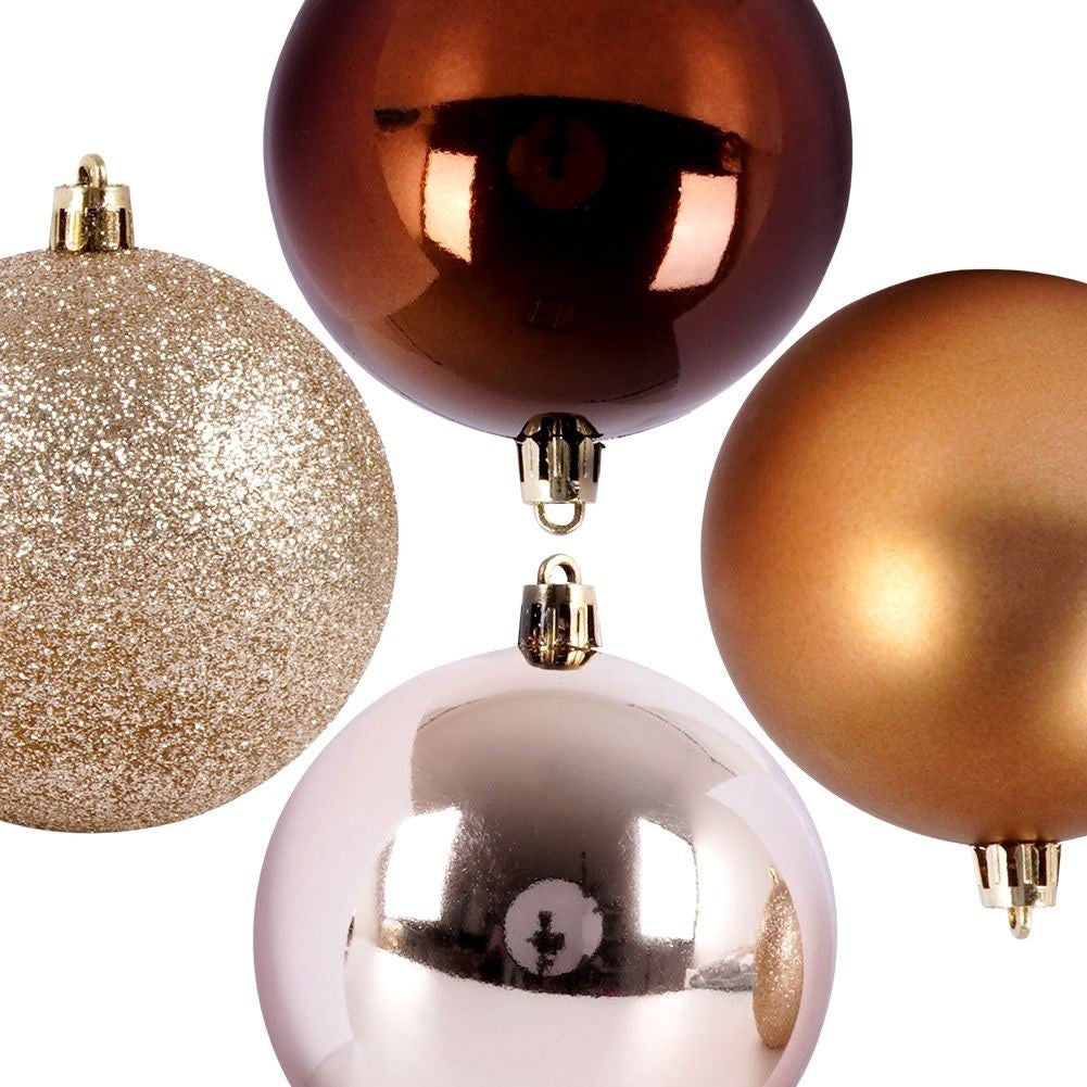 Set of 5 unbreakable Christmas balls in sparkling amber