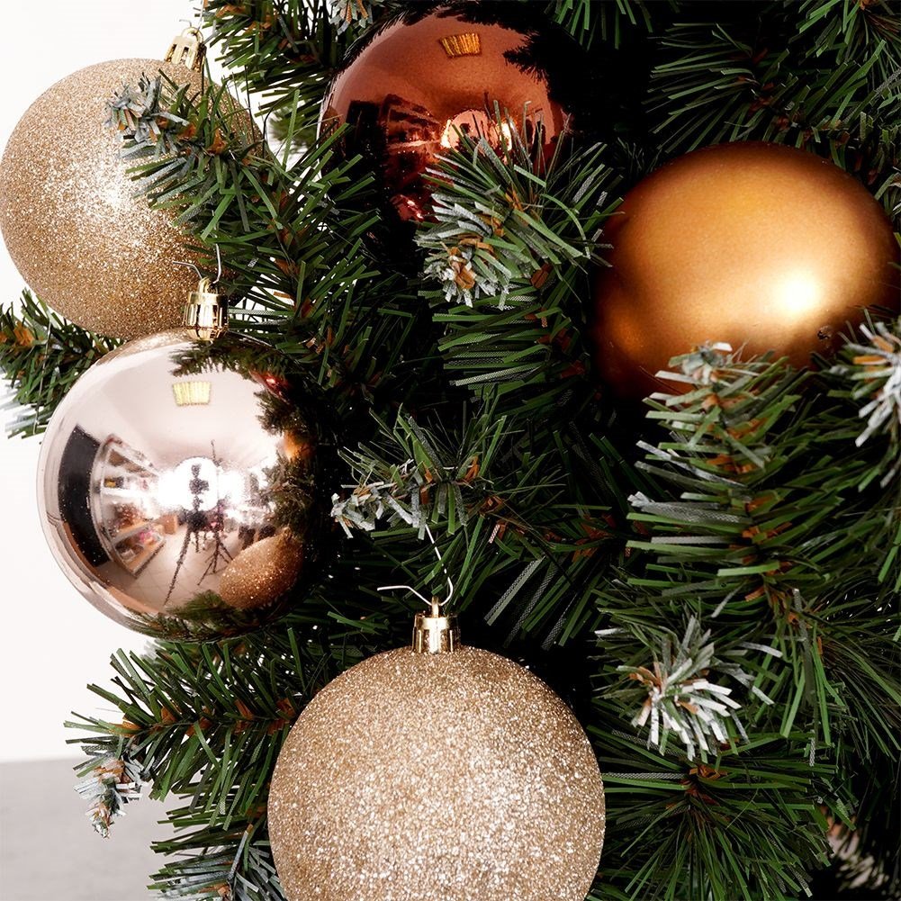 Set of 5 unbreakable Christmas balls in sparkling amber