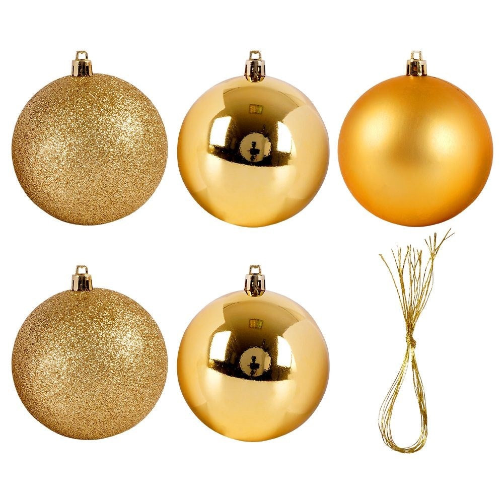 Set of 5 unbreakable Christmas tree balls in gold