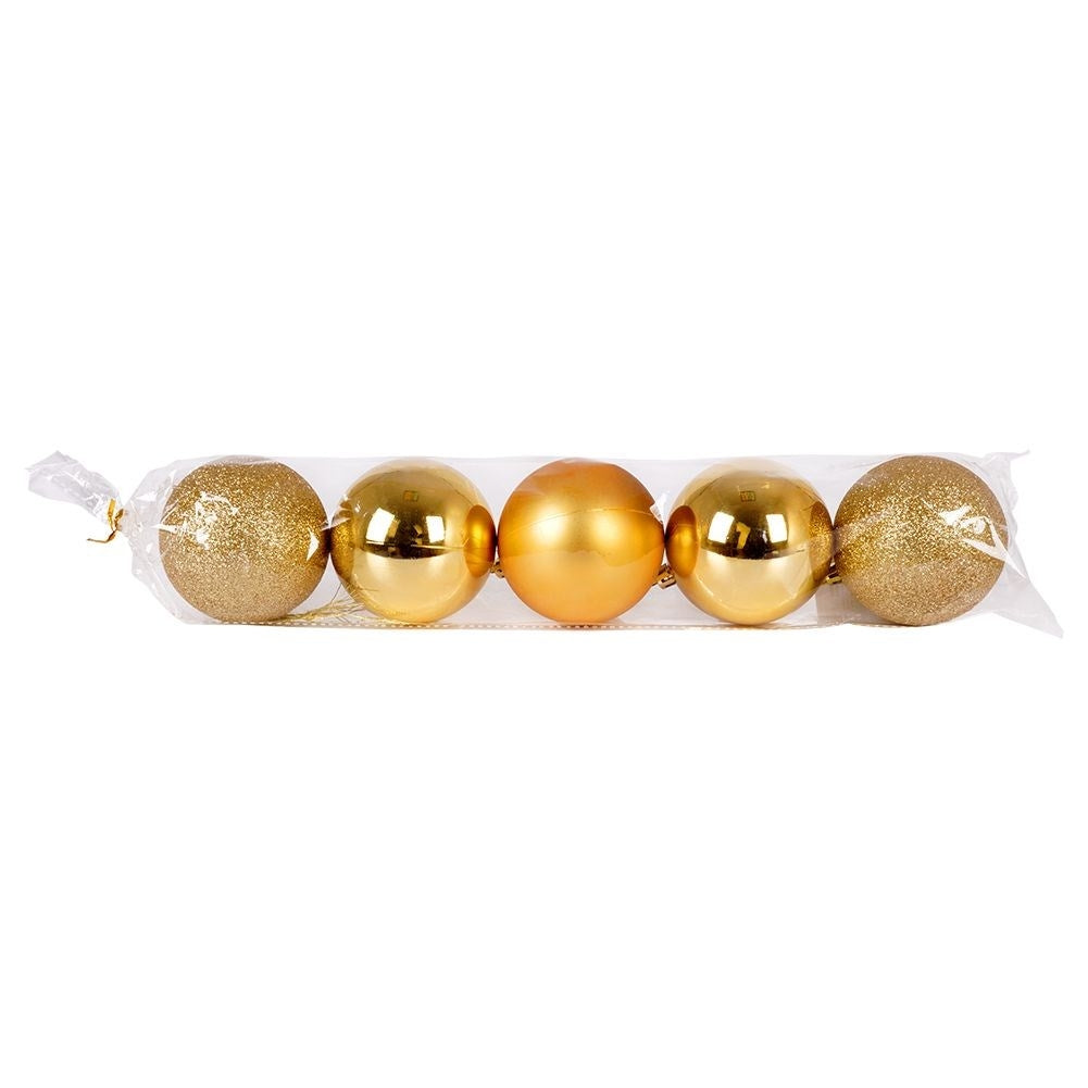 Set of 5 unbreakable Christmas tree balls in gold